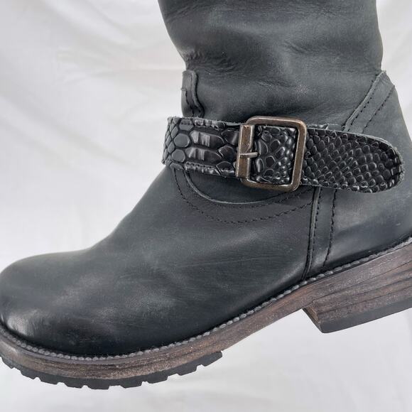 Freebird By Steven Denmark Boots Tall Black Leather Sheep Fur Lined Cozy Size 7 - Picture 4 of 16